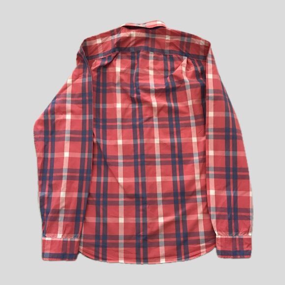 GAP Red Plaid Lived In Cotton Long Sleeve Mens Collared Casual Shirt M - Picture 4 of 8